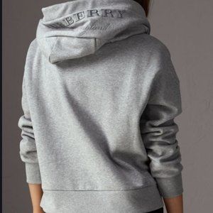 Burberry Grey Embroidered Hoodie Sweatshirt